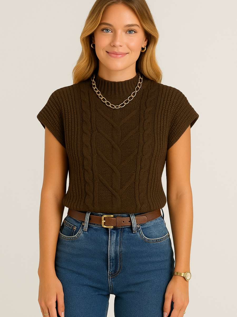 Mouwloos Sweatervest met Kapmouwtjes