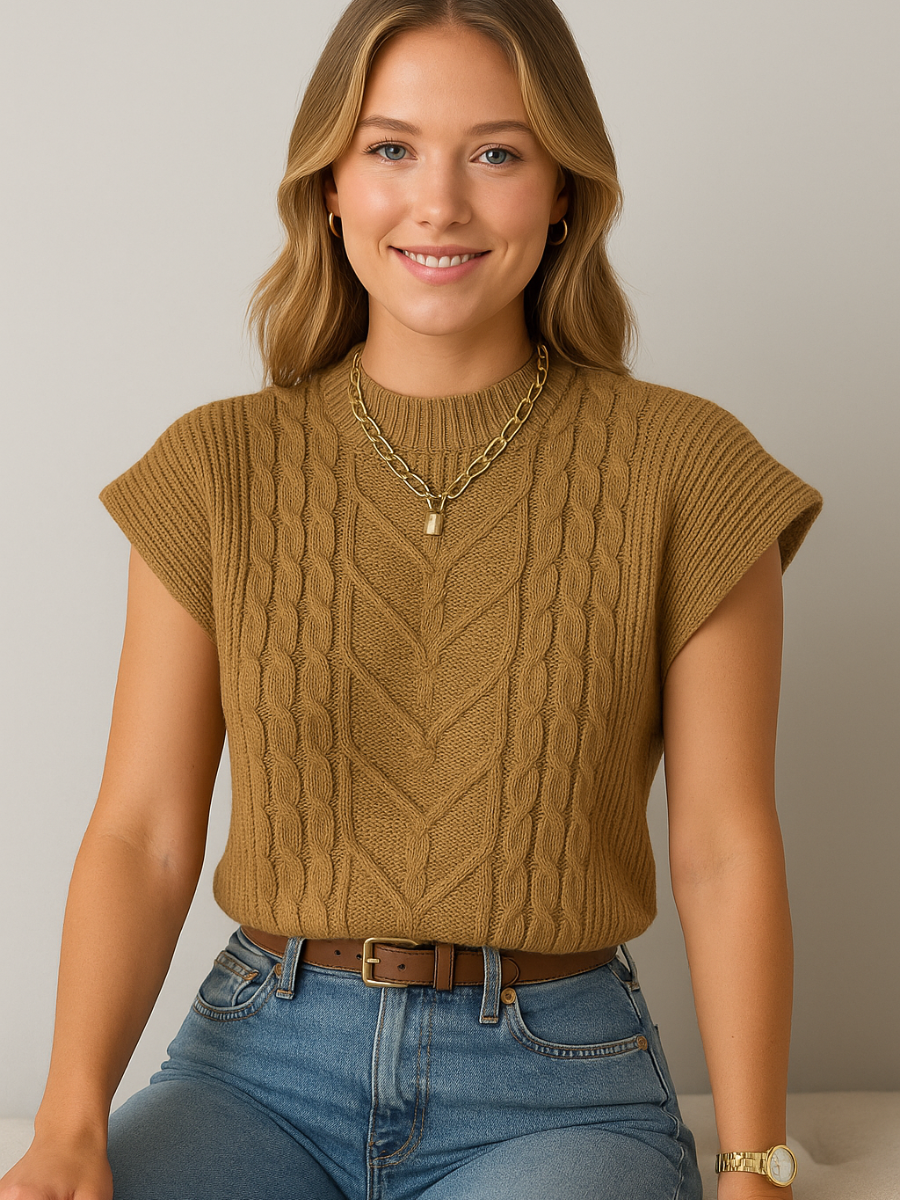 Mouwloos Sweatervest met Kapmouwtjes