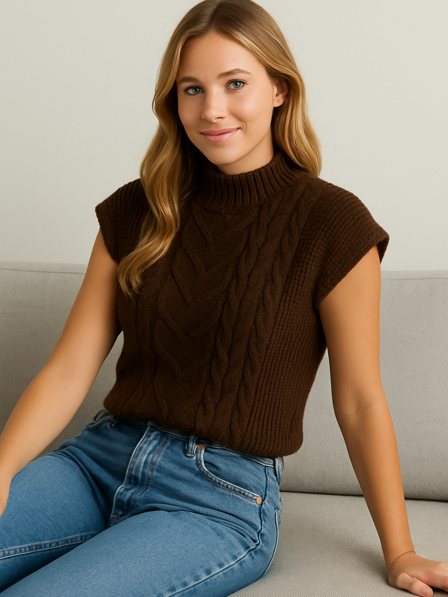 Mouwloos Sweatervest met Kapmouwtjes