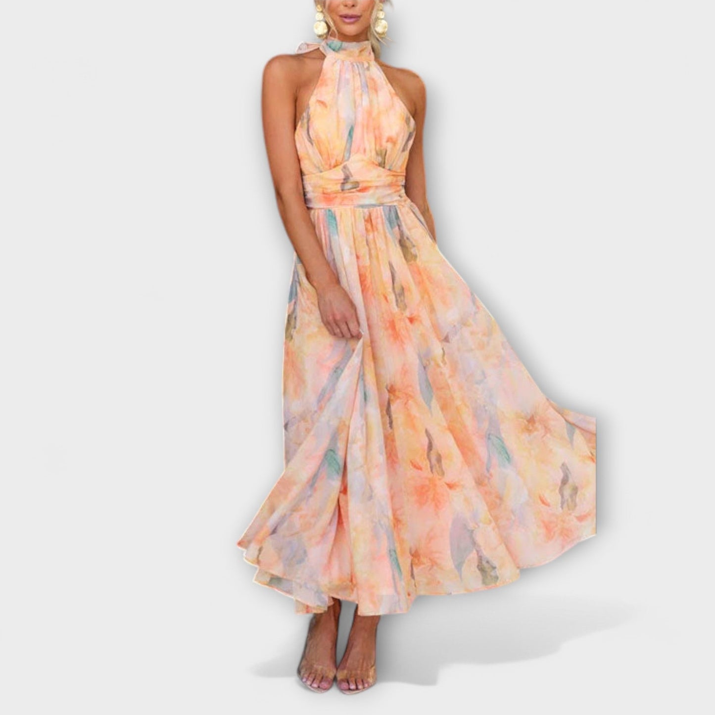 ARLEYA – Halterjurk met Aquarelprint