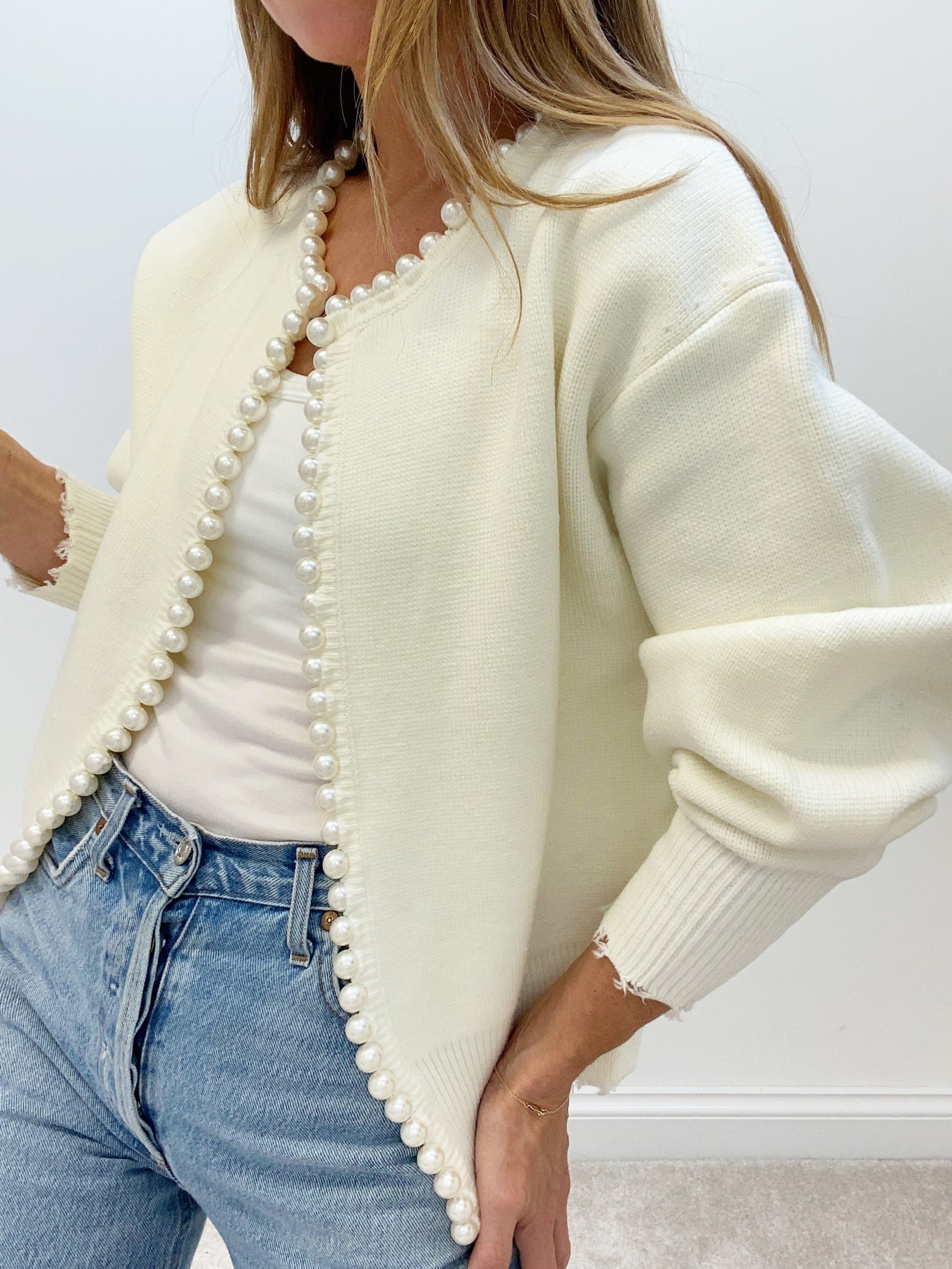 Parelrand Versleten Cardigan