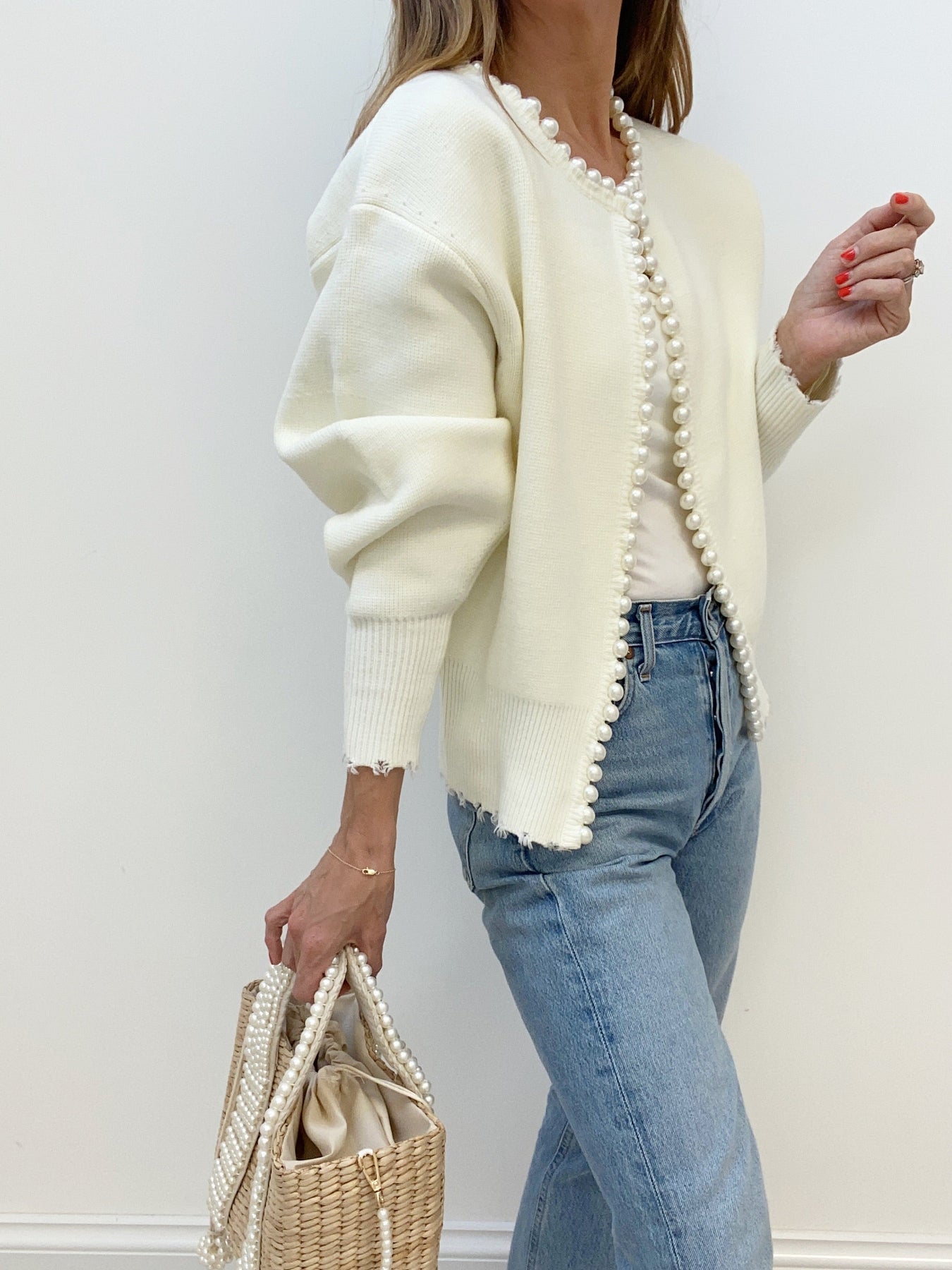 Parelrand Versleten Cardigan