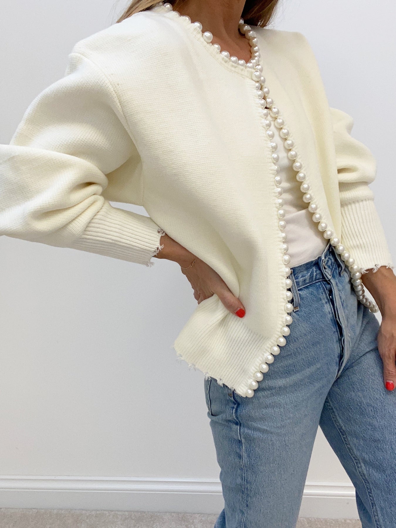 Parelrand Versleten Cardigan