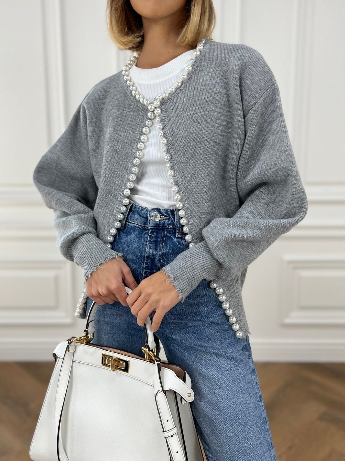 Parelrand Versleten Cardigan