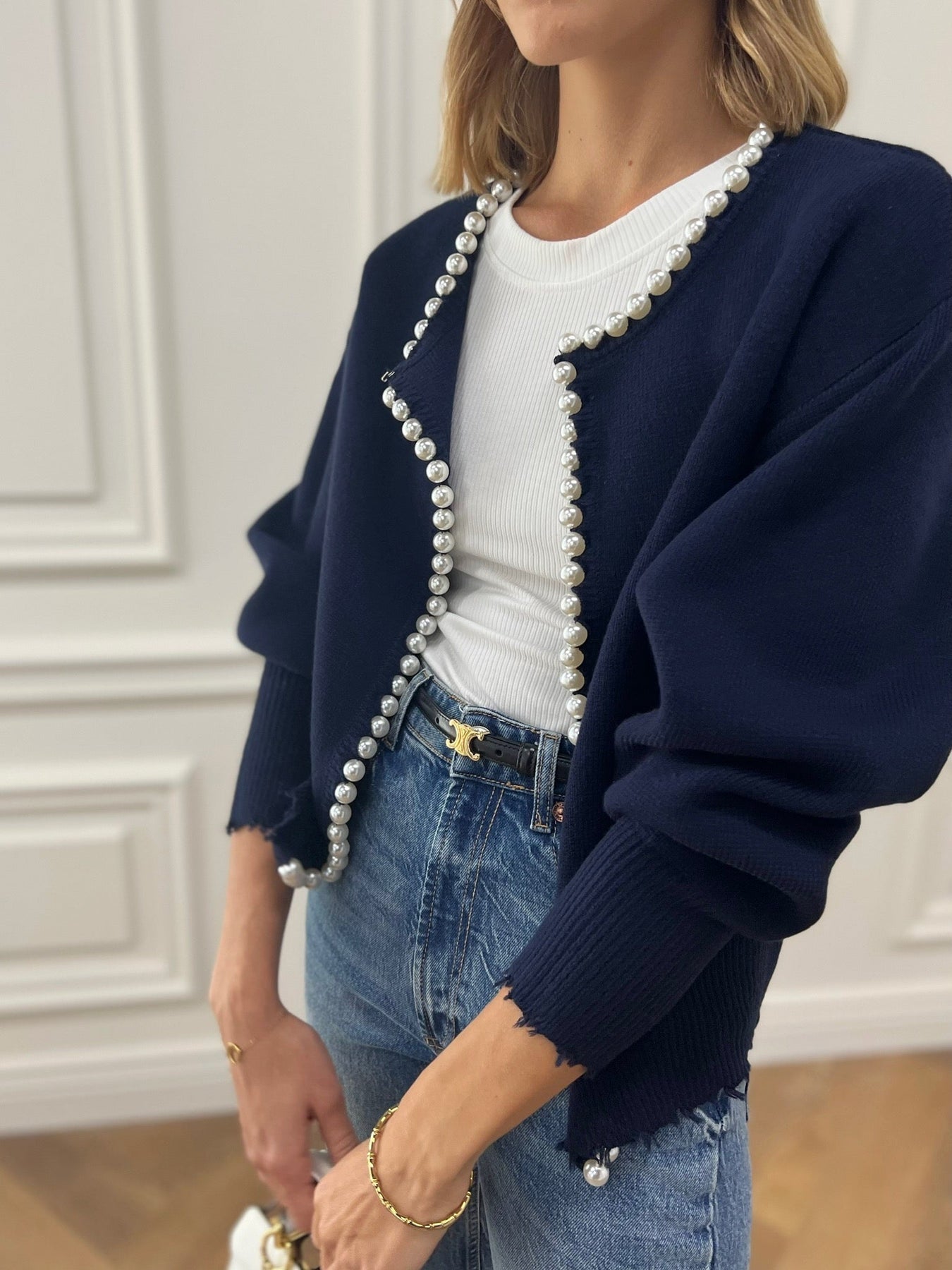 Parelrand Versleten Cardigan