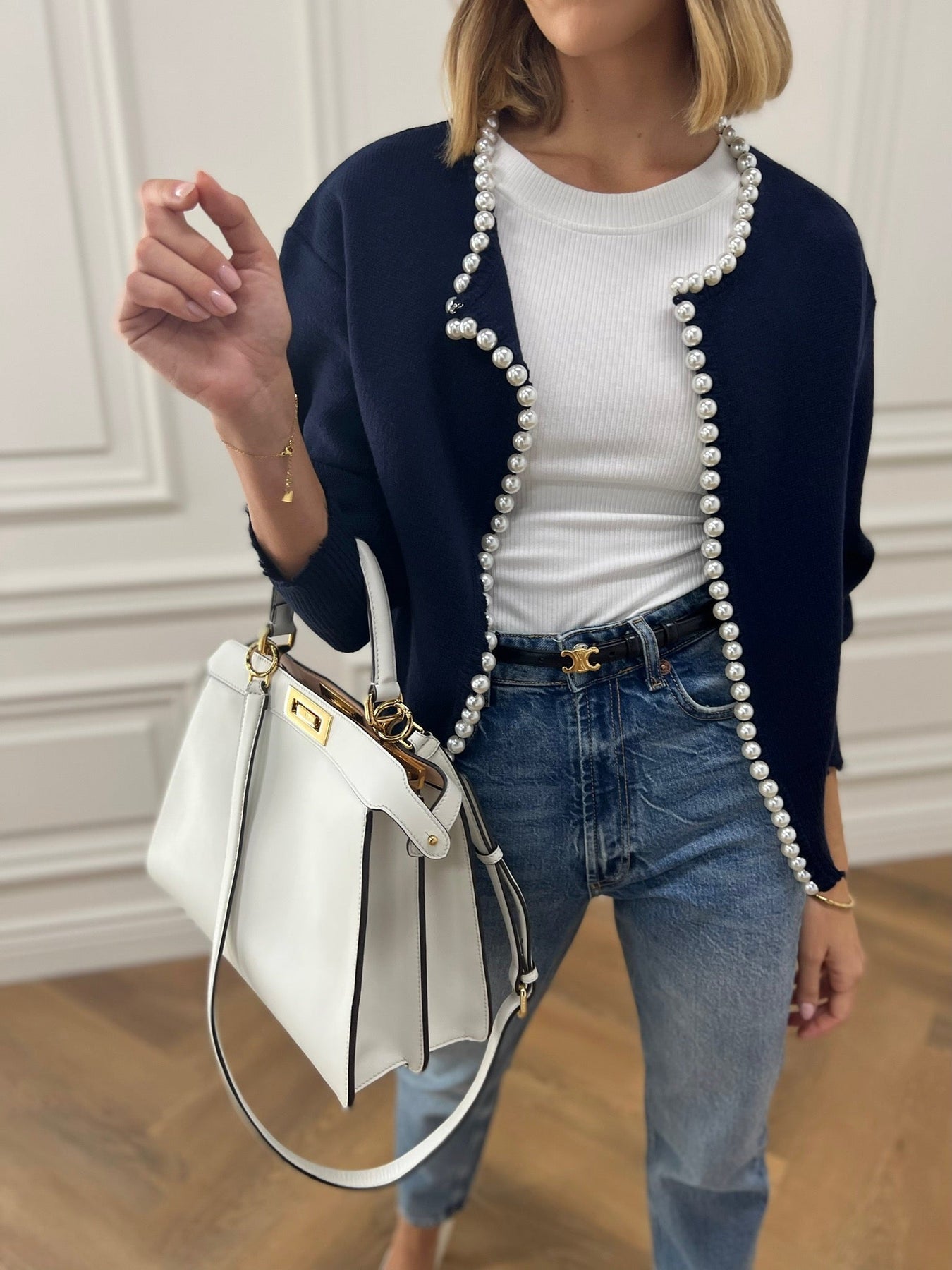Parelrand Versleten Cardigan
