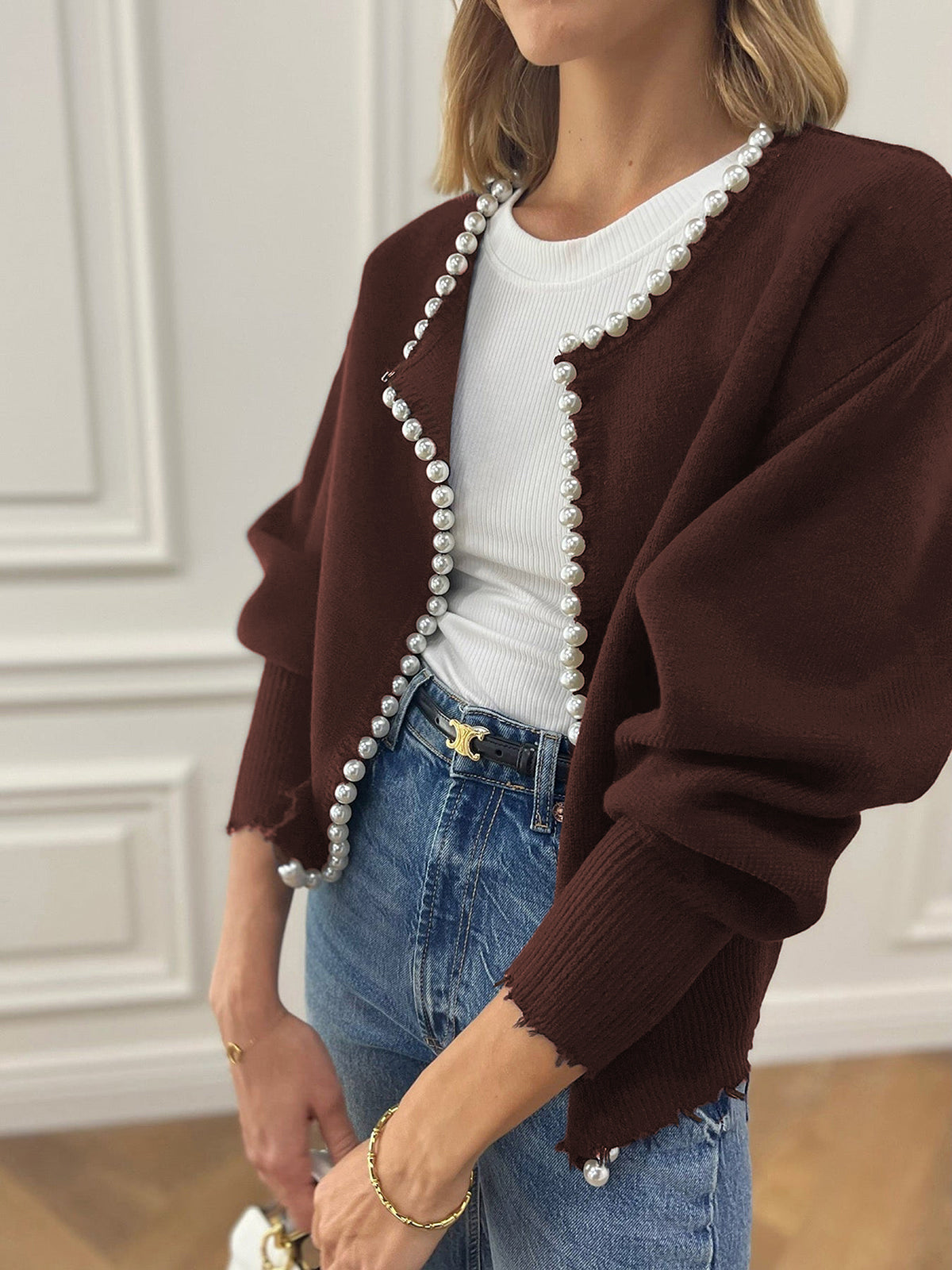 Parelrand Versleten Cardigan