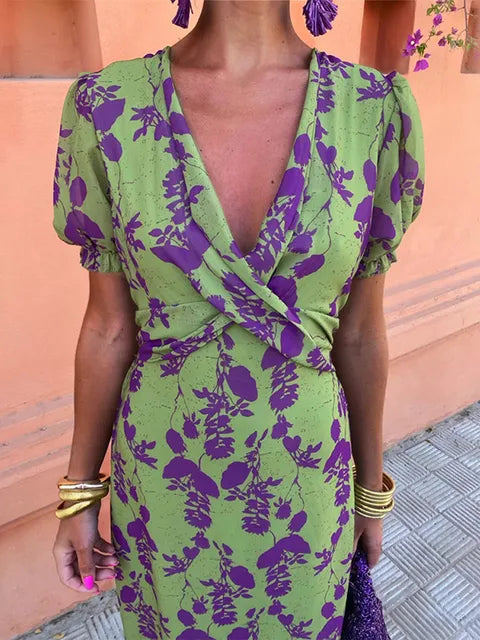 ISLA – Elegante Midi-jurk met Bloemenprint