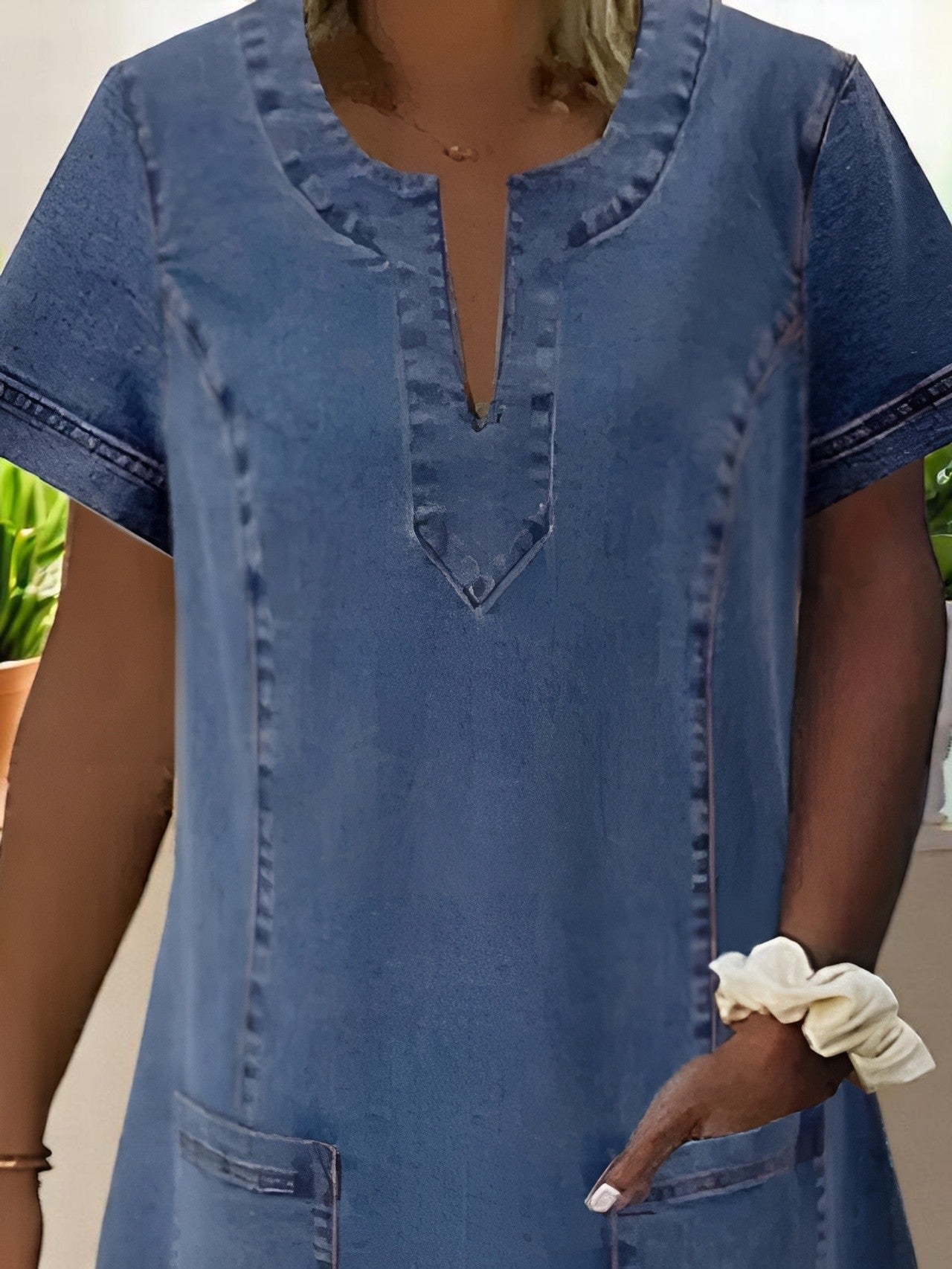 Julia™ | Zachte Denim Jurk met Voorzakken