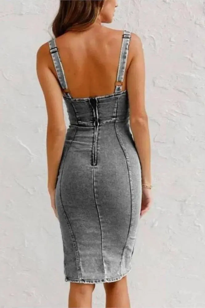 Anna™ | Denim jurk met verstelbare bandjes